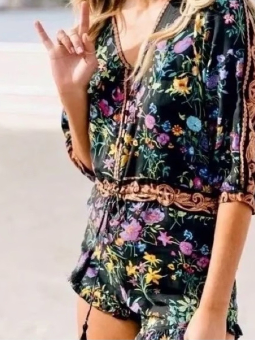 Spell and the Gypsy Queen Black Floral Romper, S